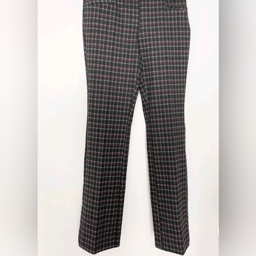 NY&CO 7TH Avenue Plaid Black and Red Pants Sz L Petite